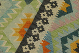 handmade Geometric Kilim, New arrival Blue Charcoal Hand-Woven RECTANGLE 100% WOOL area rug 6' x 8'