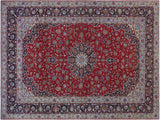 Vintage Antique Persian Kashan Barnes Wool Rug - 9'8'' x 13'9''