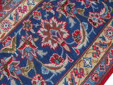 handmade Medallion, Traditional Kashan Red Blue Hand Knotted RECTANGLE 100% WOOL area rug 10x13