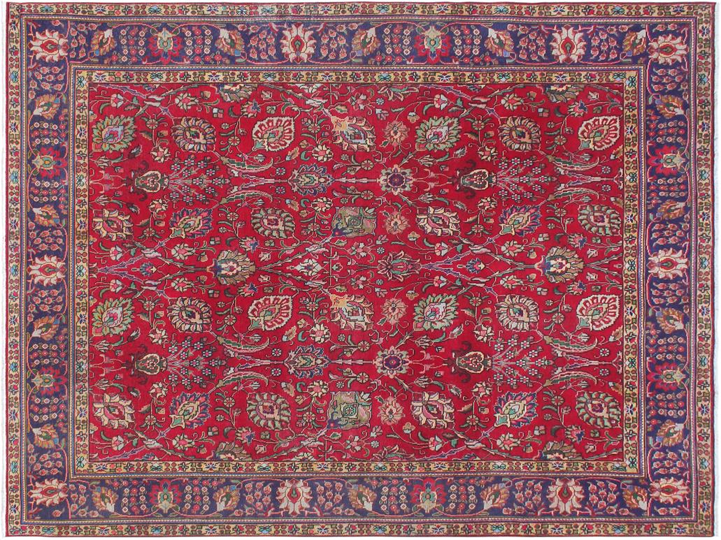 Hand Knotted Vintage Tabriz Wool 10x13Area Rug