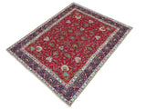 handmade Traditional Tabriz Red Purple Hand Knotted RECTANGLE 100% WOOL area rug 8x11