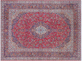 handmade Medallion, Traditional Kashan Red Purple Hand Knotted RECTANGLE 100% WOOL area rug 8x12