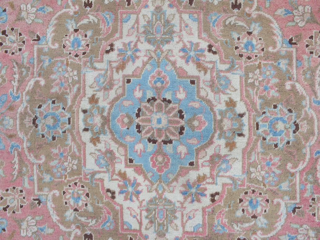 handmade Medallion, Traditional Kashan Pink Brown Hand Knotted RECTANGLE 100% WOOL area rug 8x12