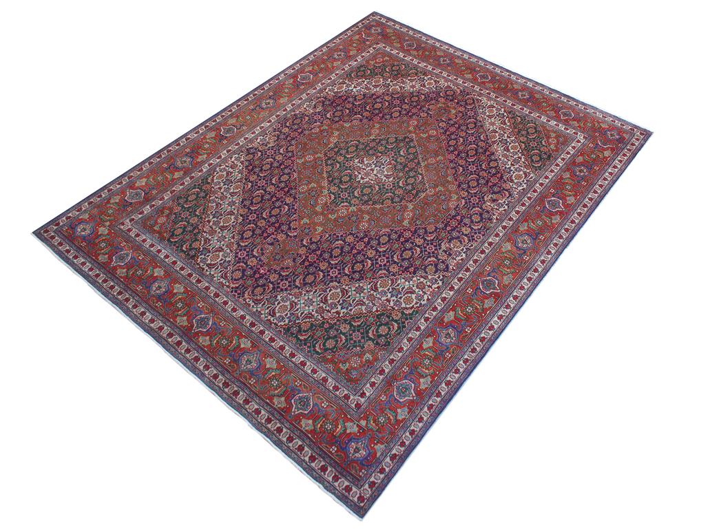 handmade Medallion, Traditional Tabriz Mahi Purple Rust Hand Knotted RECTANGLE 100% WOOL area rug 10x13