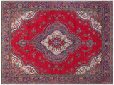 Vintage Antique Persian Tabriz Rose Wool Rug - 9'2'' x 12'7''