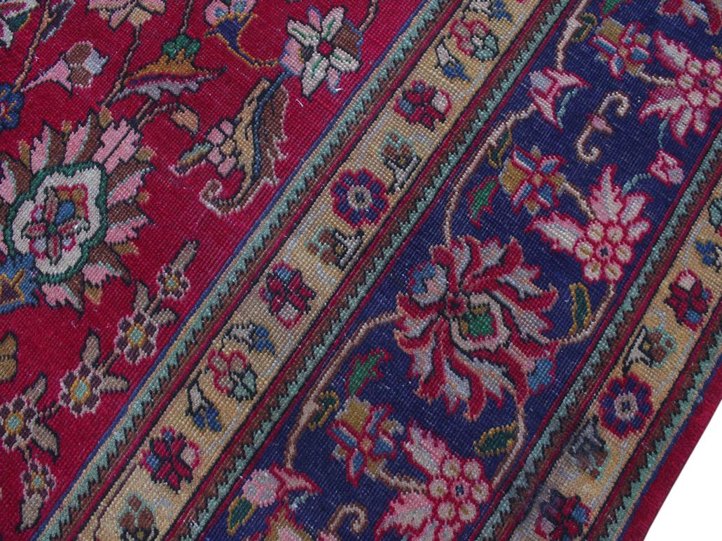 handmade Traditional Kashan Red Blue Hand Knotted RECTANGLE 100% WOOL area rug 9x13