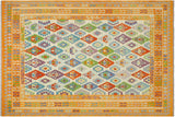 handmade Geometric Kilim, New arrival Beige Orange Hand-Woven RECTANGLE 100% WOOL area rug 8' x 10'