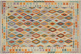 handmade Geometric Kilim, New arrival Beige Rust Hand-Woven RECTANGLE 100% WOOL area rug 8' x 10'