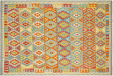 handmade Geometric Kilim, New arrival Blue Rust Hand-Woven RECTANGLE 100% WOOL area rug 8' x 10'