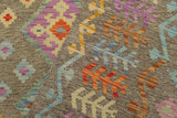 handmade Geometric Kilim, New arrival Brown Rust Hand-Woven RECTANGLE 100% WOOL area rug 7' x 10'