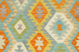 handmade Geometric Kilim, New arrival Blue Rust Hand-Woven RECTANGLE 100% WOOL area rug 9' x 12'