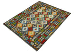 handmade Geometric Kilim, New arrival Charcoal Rust Hand-Woven RECTANGLE 100% WOOL area rug 7' x 10'