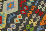 handmade Geometric Kilim, New arrival Charcoal Rust Hand-Woven RECTANGLE 100% WOOL area rug 7' x 10'