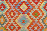 handmade Geometric Kilim, New arrival Rust Beige Hand-Woven RECTANGLE 100% WOOL area rug 5' x 7'
