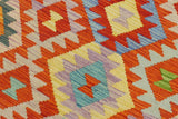 handmade Geometric Kilim, New arrival Rust Beige Hand-Woven RECTANGLE 100% WOOL area rug 5' x 7'