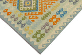 handmade Geometric Kilim, New arrival Blue Orange Hand-Woven RECTANGLE 100% WOOL area rug 5' x 6'