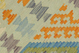 handmade Geometric Kilim, New arrival Blue Orange Hand-Woven RECTANGLE 100% WOOL area rug 5' x 6'