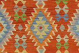 handmade Geometric Kilim, New arrival Rust Blue Hand-Woven RECTANGLE 100% WOOL area rug 5' x 7'