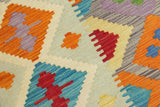 handmade Geometric Kilim, New arrival Purple Blue Hand-Woven RECTANGLE 100% WOOL area rug 5' x 7'