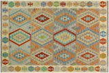 handmade Geometric Kilim, New arrival Purple Beige Hand-Woven RECTANGLE 100% WOOL area rug 5' x 6'