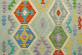 handmade Geometric Kilim, New arrival Blue Rust Hand-Woven RECTANGLE 100% WOOL area rug 5' x 7'