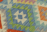 handmade Geometric Kilim, New arrival Blue Rust Hand-Woven RECTANGLE 100% WOOL area rug 5' x 7'