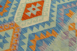 handmade Geometric Kilim, New arrival Blue Rust Hand-Woven RECTANGLE 100% WOOL area rug 3' x 4'
