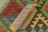 handmade Geometric Kilim, New arrival Brown Beige Hand-Woven RECTANGLE 100% WOOL area rug 9' x 12'