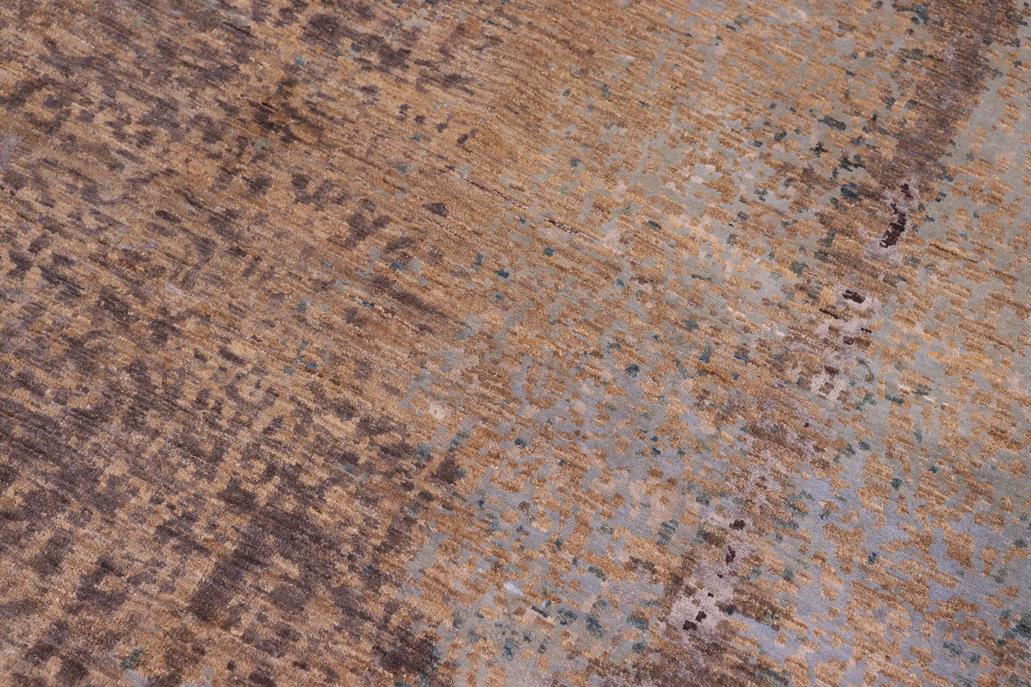 handmade Modern Gray Blue Hand Knotted RECTANGLE WOOL&SILK area rug 9x12