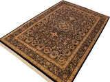 handmade Traditional Lahore Blue Beige Hand Knotted RECTANGLE 100% WOOL area rug 10x14