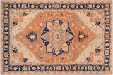 handmade Geometric Heriz Orange Blue Hand Knotted RECTANGLE 100% WOOL area rug 10 x 14