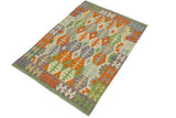 handmade Geometric Kilim, New arrival Orange Purple Hand-Woven RECTANGLE 100% WOOL area rug 4' x 6'