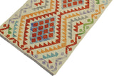 handmade Geometric Kilim, New arrival Rust Beige Hand-Woven RUNNER 100% WOOL area rug 2' x 7'