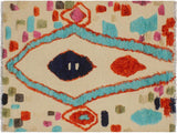 Shabby Chic Moroccan High-Low Pile Hawkins Wool Rug - 4'1'' x 6'2''