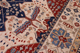 handmade Traditional Kafkaz Beige Blue Hand Knotted RECTANGLE 100% WOOL area rug 10x13