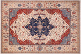 handmade Traditional Kafkaz Beige Blue Hand Knotted RECTANGLE 100% WOOL area rug 10x13