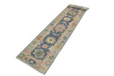 handmade Traditional Oushak Blue Beige Hand Knotted RUNNER 100% WOOL area rug 3 x 19