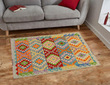 handmade Traditional Kilim, New arrival Blue Red Hand-Woven RECTANGLE 100% WOOL area rug 3' x 5'