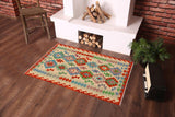 handmade Traditional Kilim, New arrival Beige Rust Hand-Woven RECTANGLE 100% WOOL area rug 3' x 5'