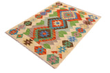 handmade Traditional Kilim, New arrival Rust Beige Hand-Woven RECTANGLE 100% WOOL area rug 3' x 4'