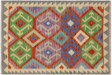 handmade Traditional Kilim, New arrival Rust Gray Hand-Woven RECTANGLE 100% WOOL area rug 3' x 5'