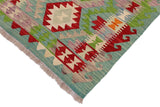 handmade Traditional Kilim, New arrival Blue Red Hand-Woven RECTANGLE 100% WOOL area rug 3' x 4'