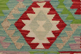 handmade Traditional Kilim, New arrival Blue Red Hand-Woven RECTANGLE 100% WOOL area rug 3' x 4'