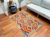 handmade Traditional Kilim, New arrival Red Blue Hand-Woven RECTANGLE 100% WOOL area rug 4' x 6'