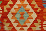 handmade Traditional Kilim, New arrival Rust Blue Hand-Woven RECTANGLE 100% WOOL area rug 3' x 4'