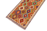 handmade Traditional Kilim, New arrival Rust Beige Hand-Woven RUNNER 100% WOOL area rug 3' x 7'