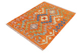 handmade Traditional Kilim, New arrival Rust Blue Hand-Woven RECTANGLE 100% WOOL area rug 2' x 3'