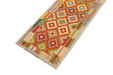 handmade Traditional Kilim, New arrival Orange Blue Hand-Woven RUNNER 100% WOOL area rug 3' x 10'