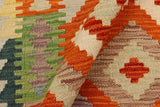 handmade Traditional Kilim, New arrival Orange Blue Hand-Woven RUNNER 100% WOOL area rug 3' x 10'