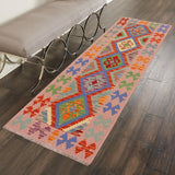 handmade Traditional Kilim, New arrival Rust Pink Hand-Woven RUNNER 100% WOOL area rug 3' x 6'